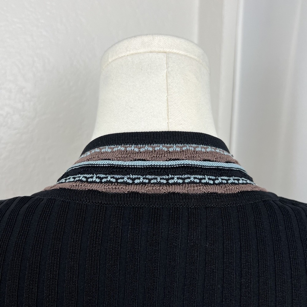 VTG Misook Sweater Womens Small Black Mandarin Collar Old Money Preppy Academia - Picture 5 of 11